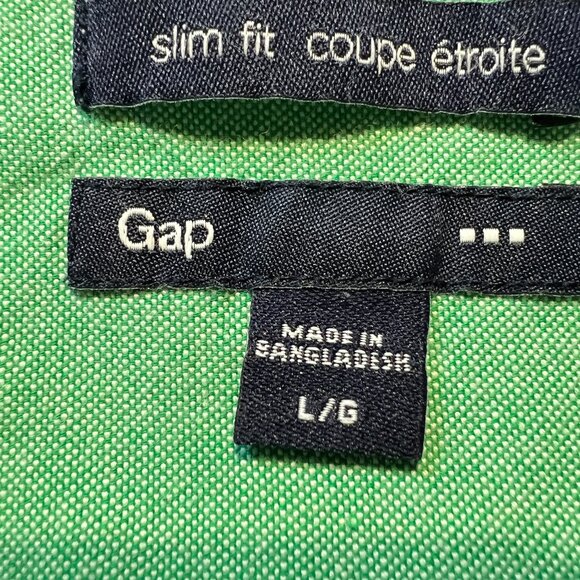 🟩Gap Slim Fit Button-Up Shirt Men’s Size L Green 100% Cotton - Picture 2 of 10